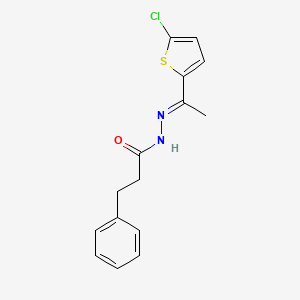 molecular formula C15H15ClN2OS B3866685 N-[(E)-1-(5-chlorothiophen-2-yl)ethylideneamino]-3-phenylpropanamide 