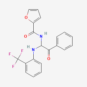 molecular formula C20H15F3N2O3 B3866780 N-(2-oxo-2-phenyl-1-{[2-(trifluoromethyl)phenyl]amino}ethyl)furan-2-carboxamide 