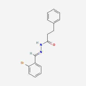 molecular formula C16H15BrN2O B3866802 N-[(E)-(2-bromophenyl)methylideneamino]-3-phenylpropanamide 