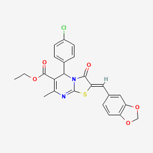 molecular formula C24H19ClN2O5S B3866957 ethyl (2Z)-2-(1,3-benzodioxol-5-ylmethylidene)-5-(4-chlorophenyl)-7-methyl-3-oxo-2,3-dihydro-5H-[1,3]thiazolo[3,2-a]pyrimidine-6-carboxylate 