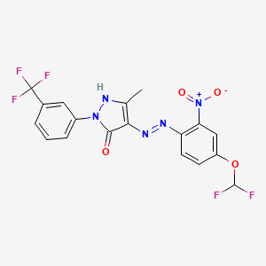 molecular formula C18H12F5N5O4 B3866964 4-[[4-(difluoromethoxy)-2-nitrophenyl]diazenyl]-5-methyl-2-[3-(trifluoromethyl)phenyl]-1H-pyrazol-3-one 