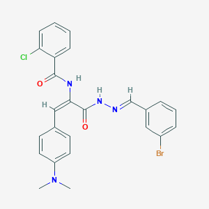 molecular formula C25H22BrClN4O2 B386705 N-{1-{[2-(3-bromobenzylidene)hydrazino]carbonyl}-2-[4-(dimethylamino)phenyl]vinyl}-2-chlorobenzamide 
