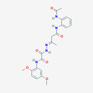 molecular formula C22H25N5O6 B386709 N-[2-(acetylamino)phenyl]-3-{[(2,5-dimethoxyanilino)(oxo)acetyl]hydrazono}butanamide 