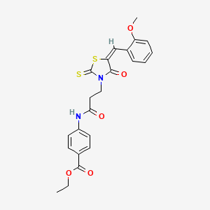 molecular formula C23H22N2O5S2 B3867278 ethyl 4-[3-[(5E)-5-[(2-methoxyphenyl)methylidene]-4-oxo-2-sulfanylidene-1,3-thiazolidin-3-yl]propanoylamino]benzoate 