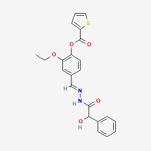 molecular formula C22H20N2O5S B3867326 [2-ethoxy-4-[(E)-[(2-hydroxy-2-phenylacetyl)hydrazinylidene]methyl]phenyl] thiophene-2-carboxylate 