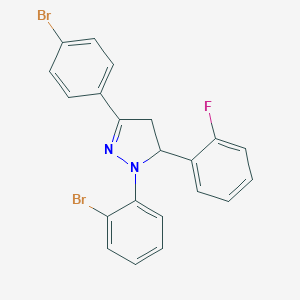 molecular formula C21H15Br2FN2 B386741 1-(2-bromophenyl)-3-(4-bromophenyl)-5-(2-fluorophenyl)-4,5-dihydro-1H-pyrazole 