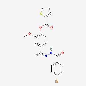 molecular formula C20H15BrN2O4S B3867520 [4-[(Z)-[(4-bromobenzoyl)hydrazinylidene]methyl]-2-methoxyphenyl] thiophene-2-carboxylate 