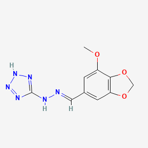 molecular formula C10H10N6O3 B3867537 N-[(E)-(7-methoxy-1,3-benzodioxol-5-yl)methylideneamino]-2H-tetrazol-5-amine 