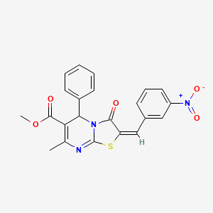 molecular formula C22H17N3O5S B3867638 methyl (2E)-7-methyl-2-(3-nitrobenzylidene)-3-oxo-5-phenyl-2,3-dihydro-5H-[1,3]thiazolo[3,2-a]pyrimidine-6-carboxylate 