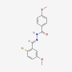 molecular formula C16H15BrN2O3 B3867906 N-[(E)-(2-bromo-5-methoxyphenyl)methylideneamino]-4-methoxybenzamide 