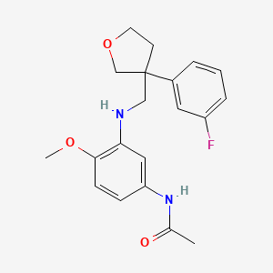 molecular formula C20H23FN2O3 B3867949 N-[3-[[3-(3-fluorophenyl)oxolan-3-yl]methylamino]-4-methoxyphenyl]acetamide 