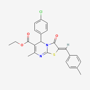 molecular formula C24H21ClN2O3S B3868279 ethyl (2Z)-5-(4-chlorophenyl)-7-methyl-2-(4-methylbenzylidene)-3-oxo-2,3-dihydro-5H-[1,3]thiazolo[3,2-a]pyrimidine-6-carboxylate 