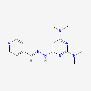 molecular formula C14H19N7 B3868493 N,N,N',N'-tetramethyl-6-[(2E)-2-(pyridin-4-ylmethylidene)hydrazinyl]pyrimidine-2,4-diamine 