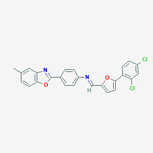 molecular formula C25H16Cl2N2O2 B386884 N-{[5-(2,4-dichlorophenyl)-2-furyl]methylene}-N-[4-(5-methyl-1,3-benzoxazol-2-yl)phenyl]amine 