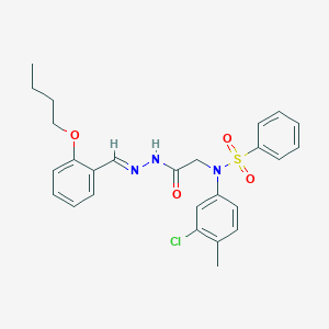 molecular formula C26H28ClN3O4S B386894 N-({N'-[(E)-(2-BUTOXYPHENYL)METHYLIDENE]HYDRAZINECARBONYL}METHYL)-N-(3-CHLORO-4-METHYLPHENYL)BENZENESULFONAMIDE 