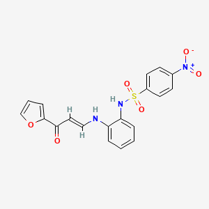 molecular formula C19H15N3O6S B3868987 N-[2-[[(E)-3-(furan-2-yl)-3-oxoprop-1-enyl]amino]phenyl]-4-nitrobenzenesulfonamide 
