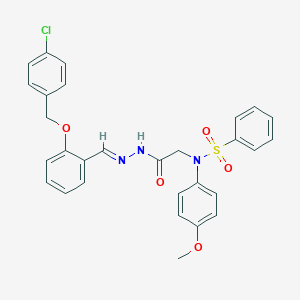 molecular formula C29H26ClN3O5S B386905 N-({N'-[(E)-{2-[(4-Chlorophenyl)methoxy]phenyl}methylidene]hydrazinecarbonyl}methyl)-N-(4-methoxyphenyl)benzenesulfonamide 