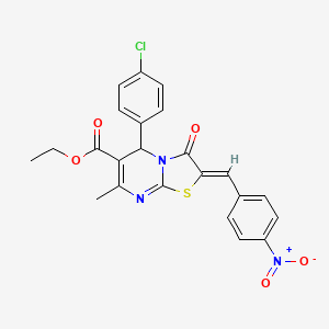molecular formula C23H18ClN3O5S B3869060 ethyl (2Z)-5-(4-chlorophenyl)-7-methyl-2-[(4-nitrophenyl)methylidene]-3-oxo-5H-[1,3]thiazolo[3,2-a]pyrimidine-6-carboxylate 