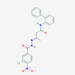 molecular formula C23H19ClN4O4 B386911 N-[1,1'-biphenyl]-2-yl-3-({3-chloro-4-nitrobenzoyl}hydrazono)butanamide 