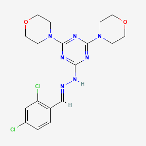 molecular formula C18H21Cl2N7O2 B3869137 N-[(E)-(2,4-dichlorophenyl)methylideneamino]-4,6-dimorpholin-4-yl-1,3,5-triazin-2-amine 