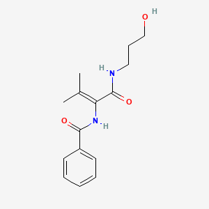 molecular formula C15H20N2O3 B3869208 N-(1-{[(3-hydroxypropyl)amino]carbonyl}-2-methyl-1-propen-1-yl)benzamide 
