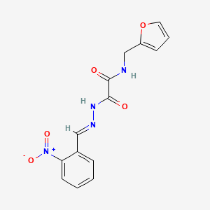molecular formula C14H12N4O5 B3869244 N-(furan-2-ylmethyl)-N'-[(E)-(2-nitrophenyl)methylideneamino]oxamide 
