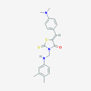 molecular formula C21H23N3OS2 B386931 5-[4-(Dimethylamino)benzylidene]-3-[(3,4-dimethylanilino)methyl]-2-thioxo-1,3-thiazolidin-4-one 