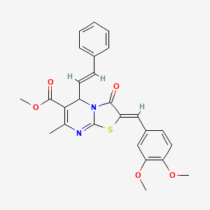 molecular formula C26H24N2O5S B3869446 methyl (2Z)-2-[(3,4-dimethoxyphenyl)methylidene]-7-methyl-3-oxo-5-[(E)-2-phenylethenyl]-5H-[1,3]thiazolo[3,2-a]pyrimidine-6-carboxylate 