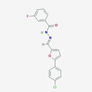 molecular formula C18H12ClFN2O2 B386962 N'-{[5-(4-chlorophenyl)-2-furyl]methylene}-3-fluorobenzohydrazide 