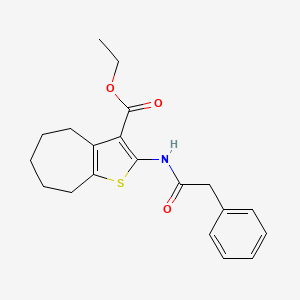 molecular formula C20H23NO3S B3869700 ETHYL 2-(2-PHENYLACETAMIDO)-4H,5H,6H,7H,8H-CYCLOHEPTA[B]THIOPHENE-3-CARBOXYLATE 