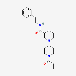 molecular formula C22H33N3O2 B3869840 N-(2-phenylethyl)-1-(1-propanoylpiperidin-4-yl)piperidine-3-carboxamide 
