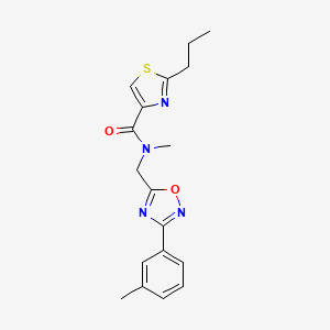 molecular formula C18H20N4O2S B3869846 N-methyl-N-{[3-(3-methylphenyl)-1,2,4-oxadiazol-5-yl]methyl}-2-propyl-1,3-thiazole-4-carboxamide 