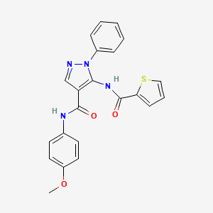 molecular formula C22H18N4O3S B3869958 N-(4-methoxyphenyl)-1-phenyl-5-(thiophene-2-carbonylamino)pyrazole-4-carboxamide 