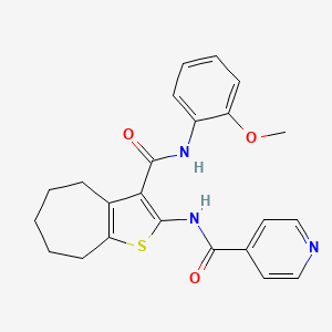molecular formula C23H23N3O3S B3870072 N-[3-[(2-methoxyphenyl)carbamoyl]-5,6,7,8-tetrahydro-4H-cyclohepta[b]thiophen-2-yl]pyridine-4-carboxamide 