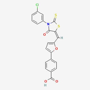 molecular formula C21H12ClNO4S2 B3870244 4-(5-{[(5E)-3-(3-CHLOROPHENYL)-4-OXO-2-SULFANYLIDENE-1,3-THIAZOLIDIN-5-YLIDENE]METHYL}FURAN-2-YL)BENZOIC ACID 