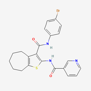 molecular formula C22H20BrN3O2S B3870257 N-[3-[(4-bromophenyl)carbamoyl]-5,6,7,8-tetrahydro-4H-cyclohepta[b]thiophen-2-yl]pyridine-3-carboxamide 