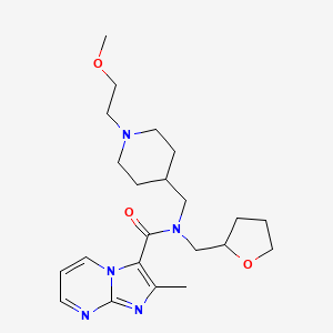 molecular formula C22H33N5O3 B3870271 N-[[1-(2-methoxyethyl)piperidin-4-yl]methyl]-2-methyl-N-(oxolan-2-ylmethyl)imidazo[1,2-a]pyrimidine-3-carboxamide 