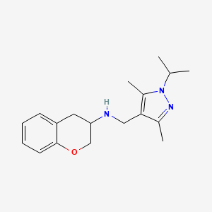 molecular formula C18H25N3O B3870457 N-[(3,5-dimethyl-1-propan-2-ylpyrazol-4-yl)methyl]-3,4-dihydro-2H-chromen-3-amine 