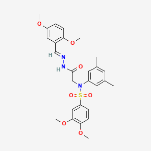 molecular formula C27H31N3O7S B3870512 N-({N'-[(E)-(2,5-Dimethoxyphenyl)methylidene]hydrazinecarbonyl}methyl)-N-(3,5-dimethylphenyl)-3,4-dimethoxybenzene-1-sulfonamide 