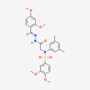 molecular formula C27H31N3O7S B3870679 N-({N'-[(E)-(2,4-Dimethoxyphenyl)methylidene]hydrazinecarbonyl}methyl)-N-(3,5-dimethylphenyl)-3,4-dimethoxybenzene-1-sulfonamide 