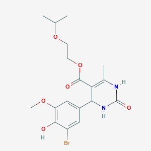 molecular formula C18H23BrN2O6 B3870862 2-(Propan-2-yloxy)ethyl 4-(3-bromo-4-hydroxy-5-methoxyphenyl)-6-methyl-2-oxo-1,2,3,4-tetrahydropyrimidine-5-carboxylate 