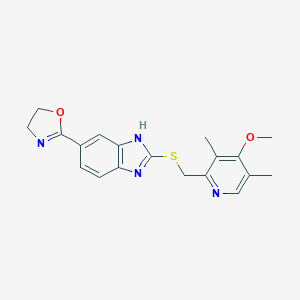 molecular formula C19H20N4O2S B038710 2-[(4-Methoxy-3,5-dimethyl-2-pyridinyl)-methylthio]-5-(oxazolin-2-yl)-benzimidazole CAS No. 116091-77-1
