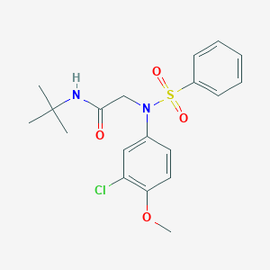 molecular formula C19H23ClN2O4S B3871112 N-TERT-BUTYL-2-[N-(3-CHLORO-4-METHOXYPHENYL)BENZENESULFONAMIDO]ACETAMIDE 