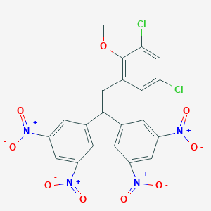 molecular formula C21H10Cl2N4O9 B387141 9-(3,5-dichloro-2-methoxybenzylidene)-2,4,5,7-tetranitro-9H-fluorene 