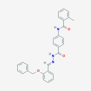 molecular formula C29H25N3O3 B387163 N-[4-({2-[2-(benzyloxy)benzylidene]hydrazino}carbonyl)phenyl]-2-methylbenzamide 