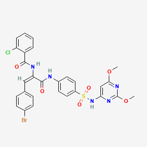 molecular formula C28H23BrClN5O6S B3871706 N-[(E)-1-(4-bromophenyl)-3-[4-[(2,6-dimethoxypyrimidin-4-yl)sulfamoyl]anilino]-3-oxoprop-1-en-2-yl]-2-chlorobenzamide 