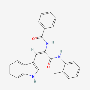 molecular formula C25H21N3O2 B3871757 N-[(E)-1-(1H-indol-3-yl)-3-(2-methylanilino)-3-oxoprop-1-en-2-yl]benzamide 