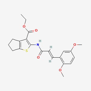 molecular formula C21H23NO5S B3871811 Ethyl 2-{[(2E)-3-(2,5-dimethoxyphenyl)-2-propenoyl]amino}-5,6-dihydro-4H-cyclopenta[B]thiophene-3-carboxylate 