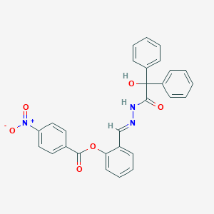 molecular formula C28H21N3O6 B387193 2-{2-[Hydroxy(diphenyl)acetyl]carbohydrazonoyl}phenyl 4-nitrobenzoate 