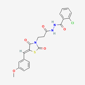 molecular formula C21H18ClN3O5S B3871966 2-chloro-N'-{3-[5-(3-methoxybenzylidene)-2,4-dioxo-1,3-thiazolidin-3-yl]propanoyl}benzohydrazide 
